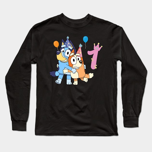 Bluey Happy 1 Years Birthday Long Sleeve T-Shirt by ExpresYourself